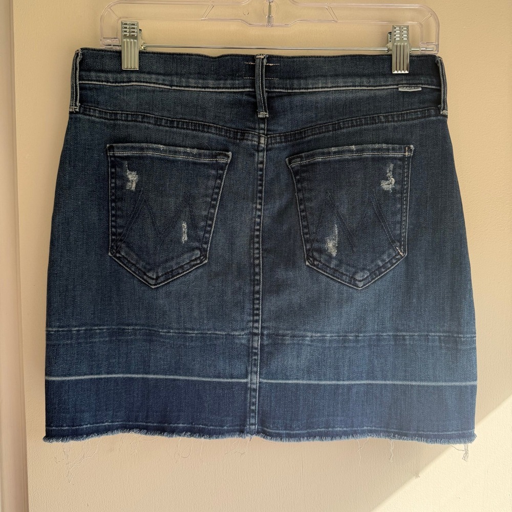 MOTHER Denim Mini Skirt Size 27 Blue Distressed Frayed Hem - Picture 4 of 8